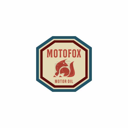 Téléchargez les illustrations : Insigne logo pour l'automobile avec symbole vectoriel de conception rouge fox.retro emblème vintage - en licence libre de droit