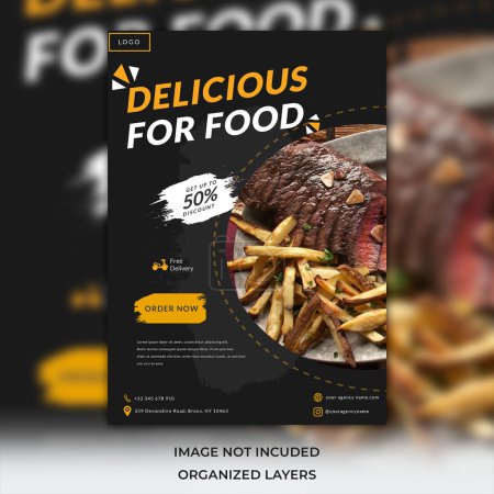 Téléchargez les illustrations : Menu restaurant et modèles de flyer design, affiche alimentaire - en licence libre de droit