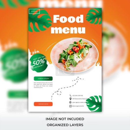 Ilustración de Menú del restaurante y folleto, plantillas de diseño de alimentos folleto - Imagen libre de derechos