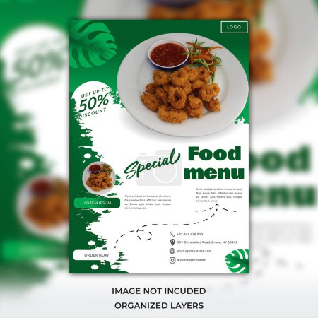 Menú y folleto del restaurante, banner de plantillas de diseño de alimentos