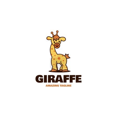 Illustration for Giraffe cute front of designs logo - Royalty Free Image