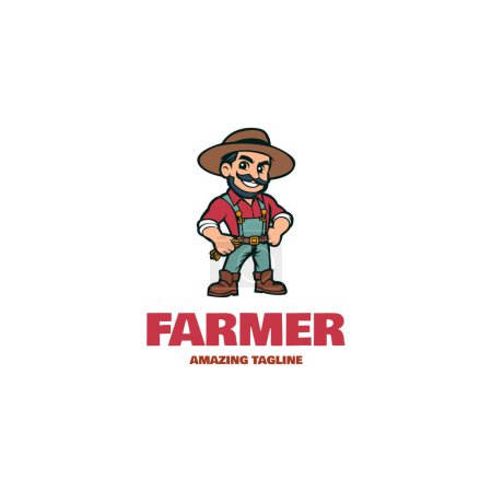 Illustration for Farm, agriculture logo or label.Grower cartoon. Vector illustration - Royalty Free Image
