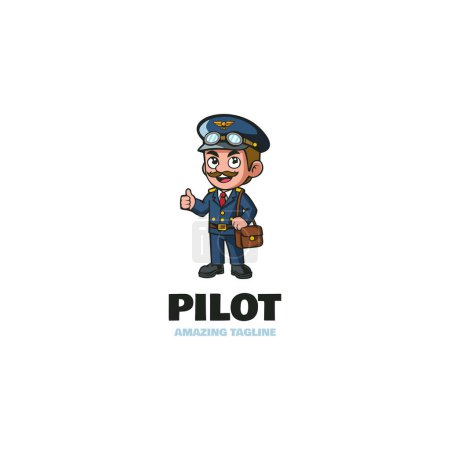 Illustration for Cute carton character pilot mascot design - Royalty Free Image