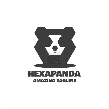 Téléchargez les illustrations : Tête panda logo vecteur design - en licence libre de droit