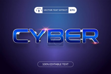 Illustration for Cyber text effect template design with 3d style - Royalty Free Image