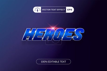 Illustration for Heroes text effect template design with 3d style - Royalty Free Image