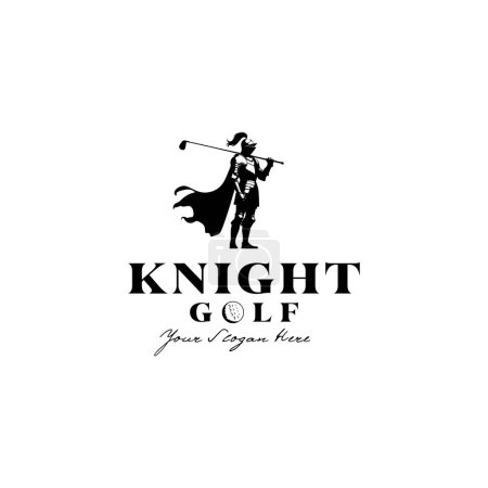 Ilustración de Caballero llevando club de golf retro elegante estilo vintage, diseño de logotipo de golf - Imagen libre de derechos