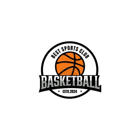 Téléchargez les illustrations : Badge vintage club logo basket-ball - en licence libre de droit
