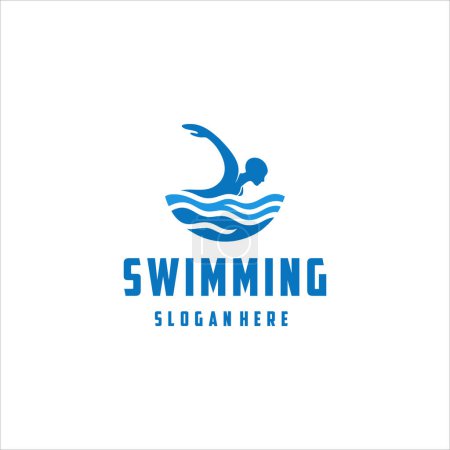 Water Sports Silhouette Logo Design Swimming Athlete