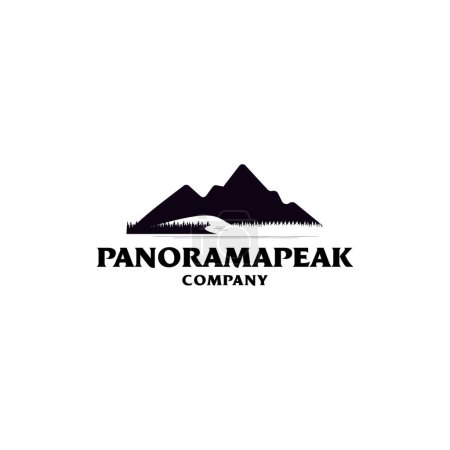 Montaña Pico Río Lago Paisaje Natural Logotipo Diseño