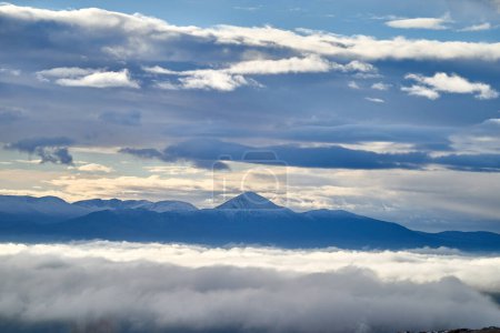 Photo for Panoramic view of Croagh Patrick low clouds. High-quality photo - Royalty Free Image