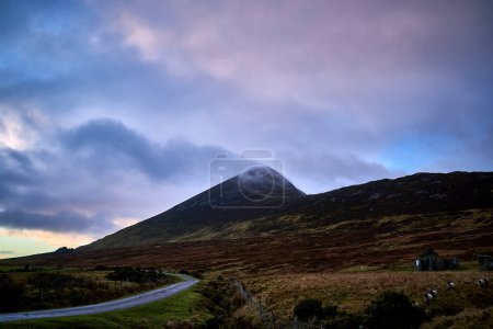 Ireland Croagh Patrick mountain in clouds. High quality photo