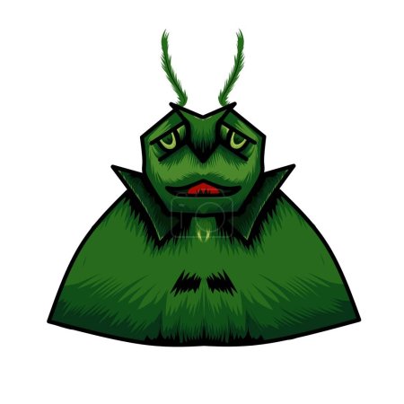  vector illustration of grasshopper with lazy expression and large body.