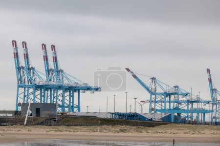 grúas portuarias en el puerto de zeebrugge en Bélgica