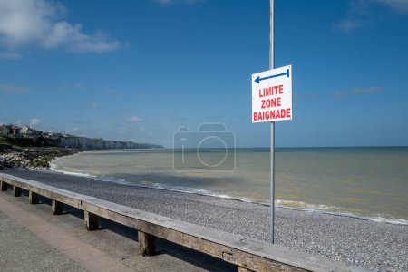 France sign on the coast border bathing area