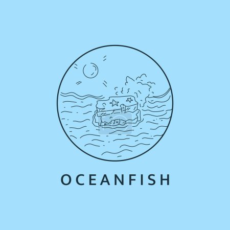 Illustration for Minimalist ocean fish logo line art illustration template design - Royalty Free Image