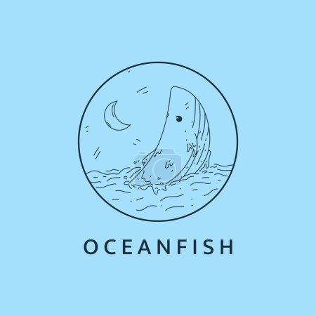 Illustration for Minimalist ocean fish logo line art illustration template design - Royalty Free Image