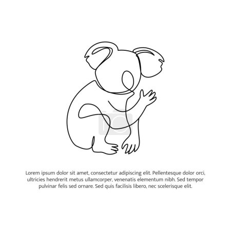 Illustration for Koala line design. Wildlife decorative elements drawn with one continuous line. Vector illustration of minimalist style on white background. - Royalty Free Image
