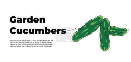 Cucumbers one continuous line design. Vegetable symbol concept. Decorative elements drawn on a white background.