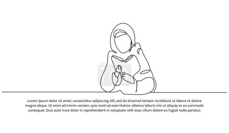 Téléchargez les illustrations : Une jeune fille lit le Coran avec ferveur - en licence libre de droit