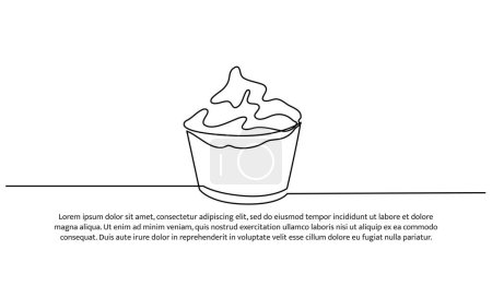 Illustration for Continuous one line cup cakes . Minimalist style vector illustration on white background. - Royalty Free Image