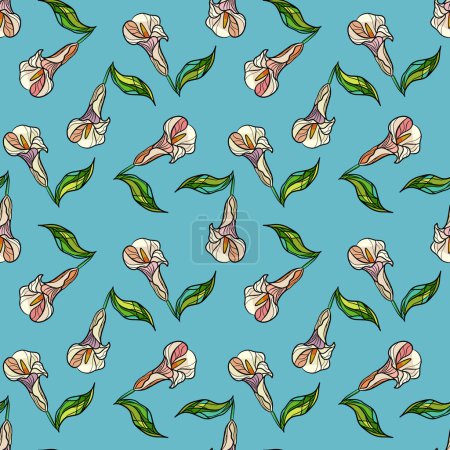 Illustration for Seamless floral pattern with calla lilies. Vector illustration - Royalty Free Image