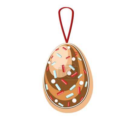 Photo for Gingerbread cookie Easter egg with sugar icing and sprinkles decoration vector illustration - Royalty Free Image