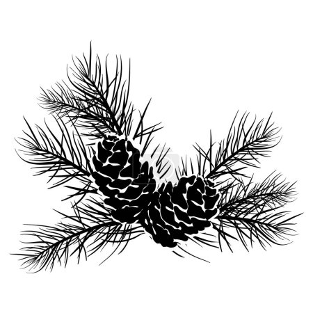 Photo for Cones and pine branches christmas decor ink style - Royalty Free Image