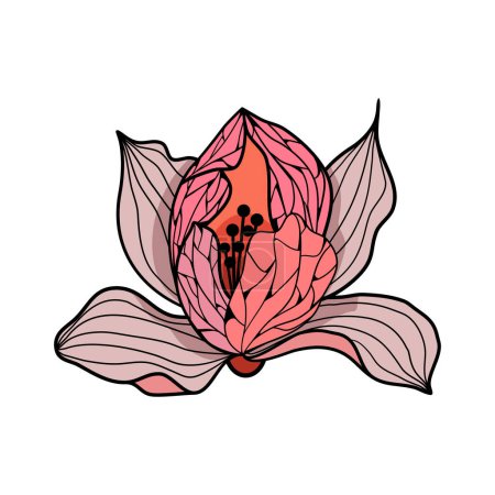 Illustration for Magnolia flower in stained glass technique vector illustration - Royalty Free Image