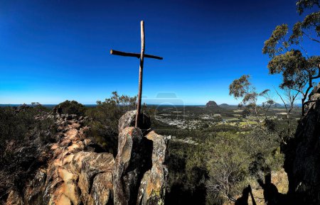 cross on top of Mt Ngungun, Glasshouse Mountains, Sunshine Coast, Queensland, Australia