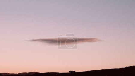 sunset sky with lenticular cloud, Christchurch, New Zealand