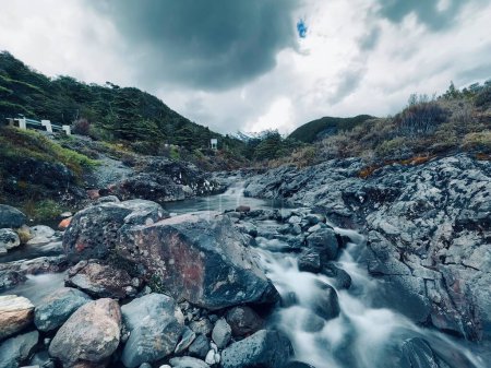 beautiful landscape with a waterfall, Mt Ruapehu, Tongariro National Park, New Zealand