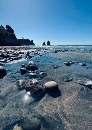 la playa, Onaero Beach, Taranaki, Nueva Zelanda