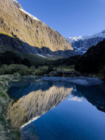 mountain stream in the alps, Gertrude Saddle walk, Fiordland National Park, South Island, New Zealand
