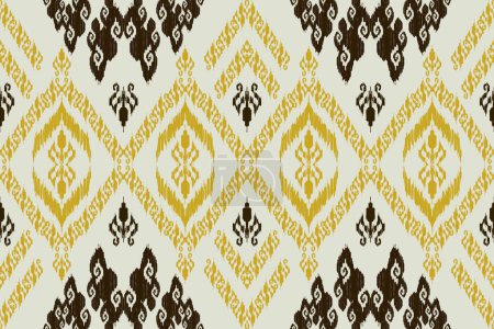 Photo for Ikat tribal Indian seamless pattern. Ethnic Aztec fabric carpet mandala ornament native boho chevron textile.Geometric African American oriental traditional vector illustrations. Embroidery style. - Royalty Free Image