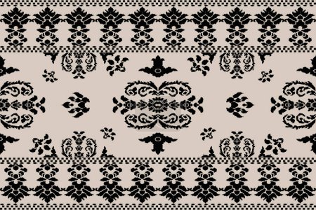 Photo for Ikat tribal Indian seamless pattern. Ethnic Aztec fabric carpet mandala ornament native boho chevron textile.Geometric African American oriental traditional vector illustrations. - Royalty Free Image