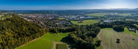Wolfratshausen Bavaria Germany: Aerial Panorama. High quality photo