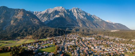 Hall Innsbruck Inn valley. Karwendel Mountains Alps. Aerial Panorama. Absam Austria Tyrol Europe High quality photo