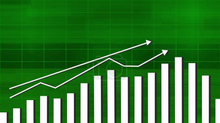 Business graph chart indicating profit and business loss icon on world illustration background.