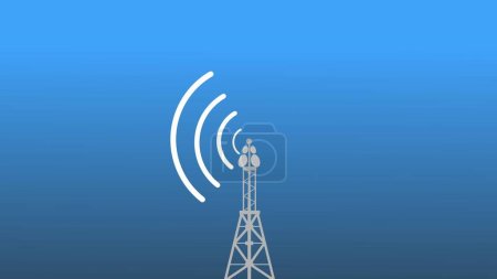 Digitale Technologie abstrakte Verbindungsturm mit Antennen Radiowellen Illustration Hintergrund.
