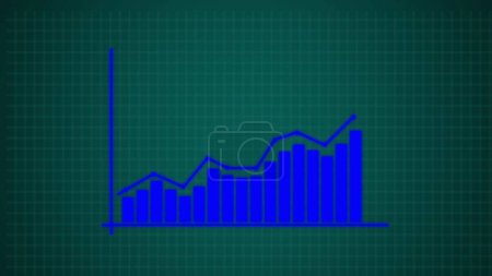 Gráfico de negocio gráfico y flecha de éxito que indica beneficios y pérdidas plan de negocio ilustración fondo.