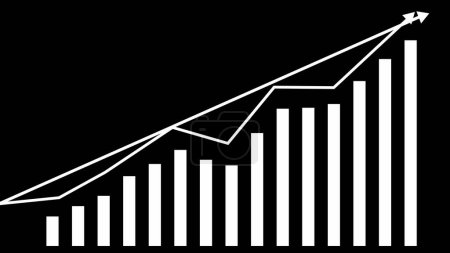 Business graph chart and success arrow indicating profit profit and loss business plan illustration background.