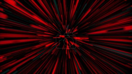 Animated red color optical fiber rays speedily running illustration background.