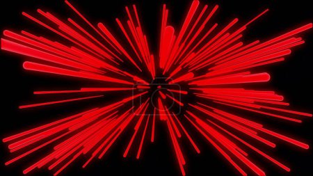 Rayos animados de fibra óptica de color rojo corriendo rápidamente fondo de ilustración.