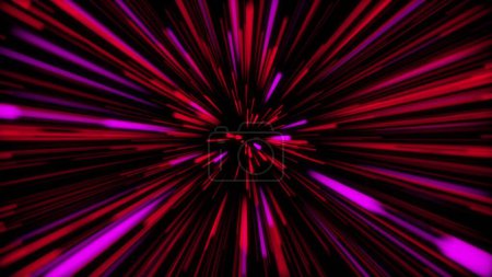 Red color optical fiber rays speedily running illustration background.