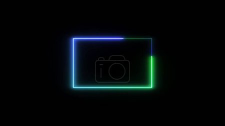 Foto de Marco rectangular con efectos brillantes sobre fondo marrón oscuro. Fondo resplandeciente lineal - Imagen libre de derechos