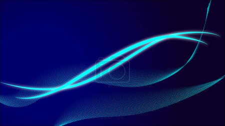 Téléchargez les photos : Les particules ondulent ligne lisse. Ligne ondulée lisse avec fond bleu abstrait. - en image libre de droit
