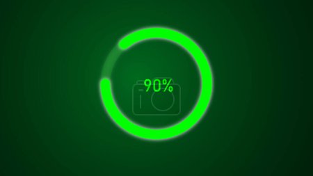 Foto de Green color glowing abstract loading circle with illustration green background. - Imagen libre de derechos