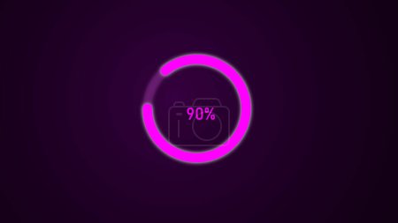 Foto de Pink color glowing abstract loading circle with illustration dark purple background. - Imagen libre de derechos