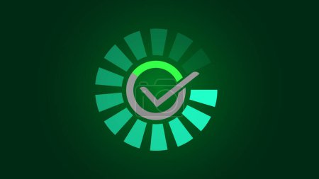Check mark sign, colorful tike icon on green color illustration background.